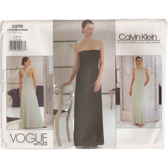 Vintage ©1999 Vogue 2276, American Designer Strapless Dress - Calvin Klein - Picture 1 of 5